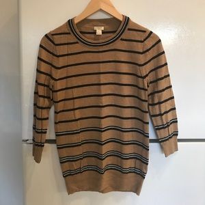 Jcrew tan & black striped 3/4 length sweater.