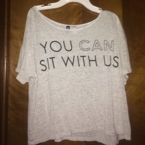 Cute "You can sit with us" crop top.