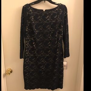 Jessica Howard Navy Blue Lace Sheath Dress