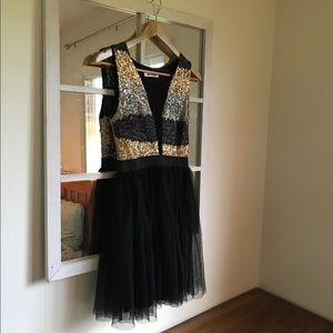 Sexy Black/Gold/Silver Sequin Dress