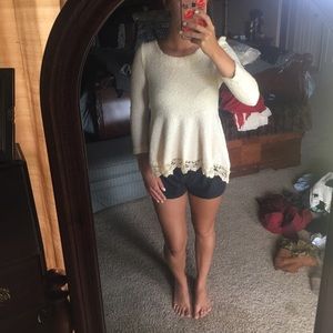 Lace trim sweater