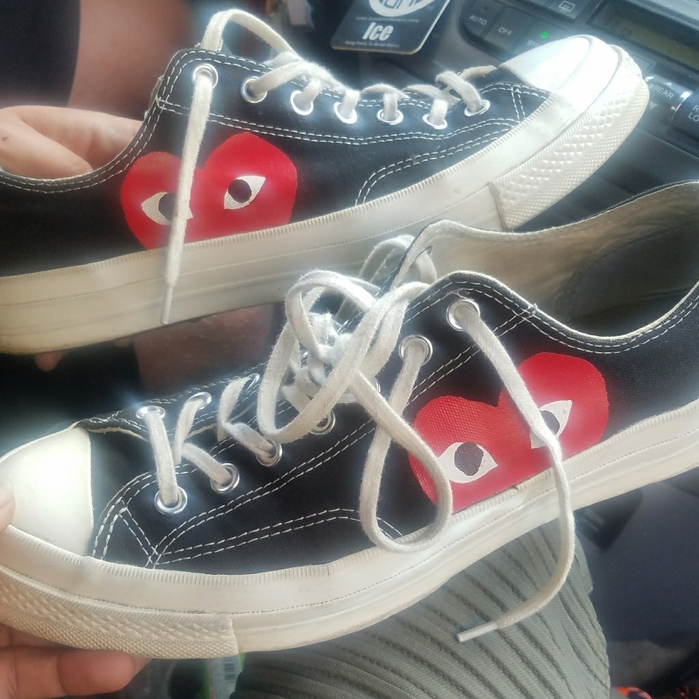 Comme Des Garcons Canvas Heart Print Sneakers