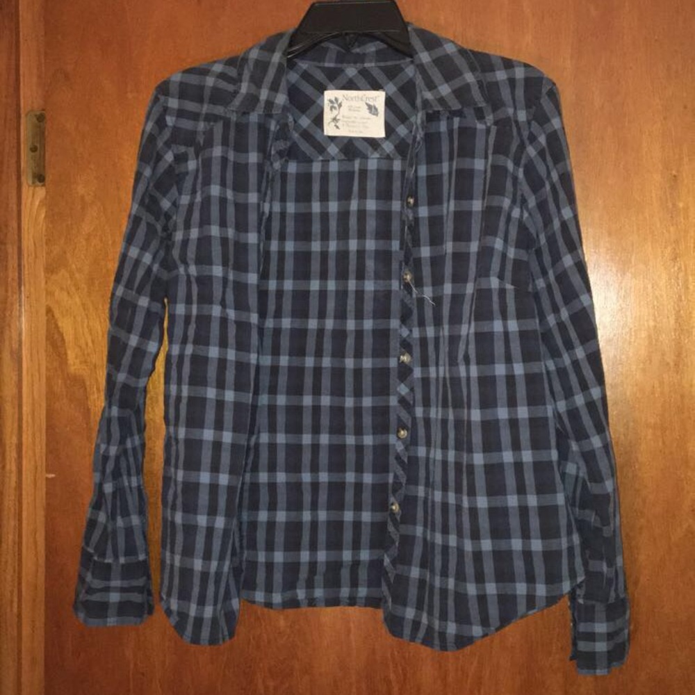 Blue and black checkered flannel