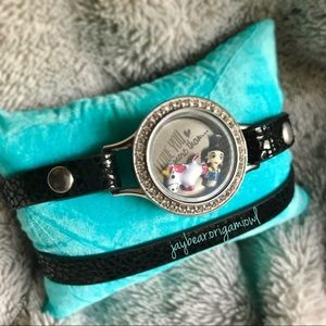 Black metallic double leather wrap