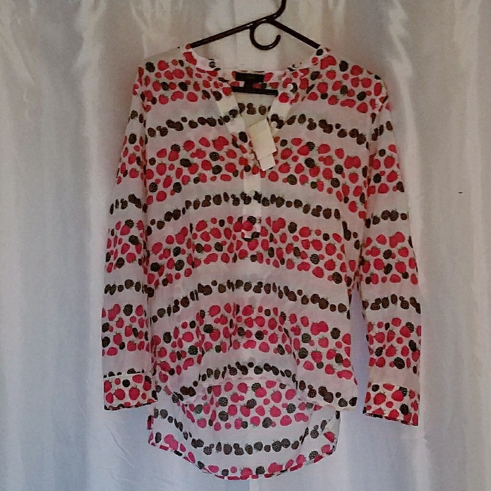 J. Crew Berry Print Popover Shirt