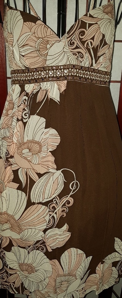 Sequin brown silk dress