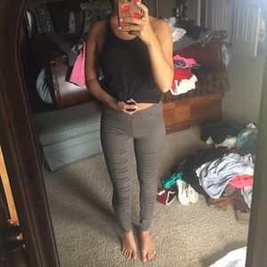 Grey ripped skinny jeans