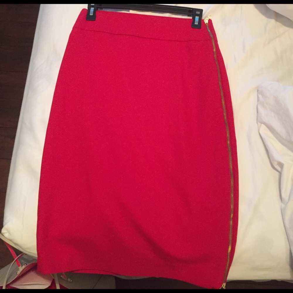 Red Express Pencil Skirt with side zip detail