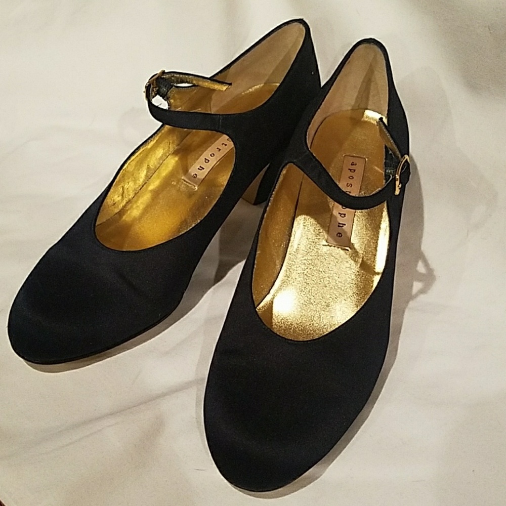 Apostrophe blue satin Mary Jane dance shoes as 7M