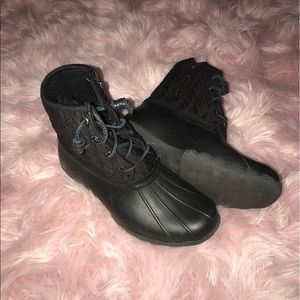 Sperry Topsider black duck boots