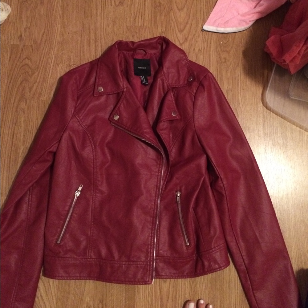 Red leather jacket