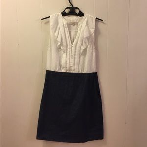 White and navy work dress