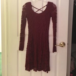 AE Maroon Lace Skater Dress