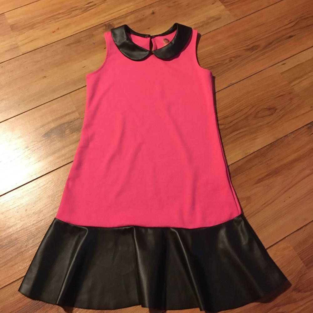 Total Girl leather look trimmed dress