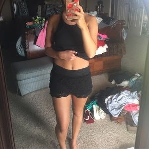 Black lace shorts