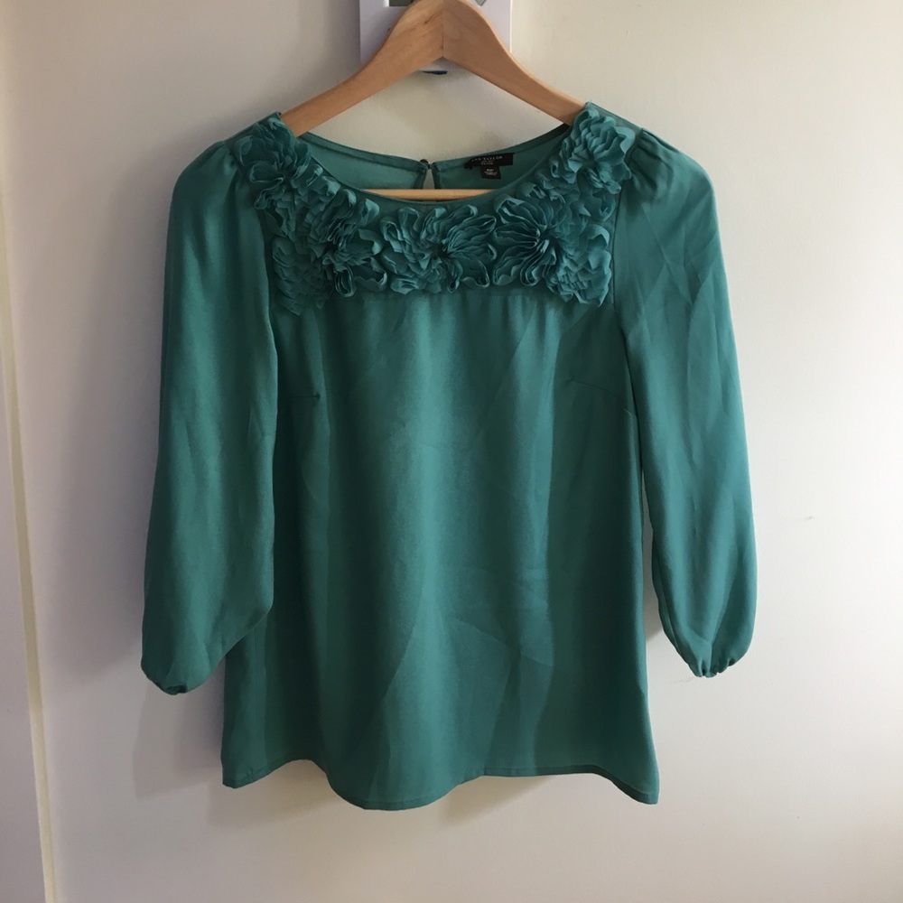 Ann Taylor Ruffle Top in Mint