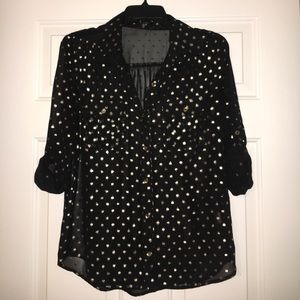 Black and gold chiffon blouse. Like new.