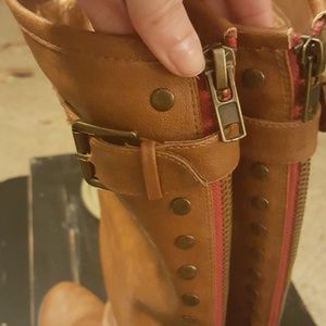 Tan Leather-like Boots