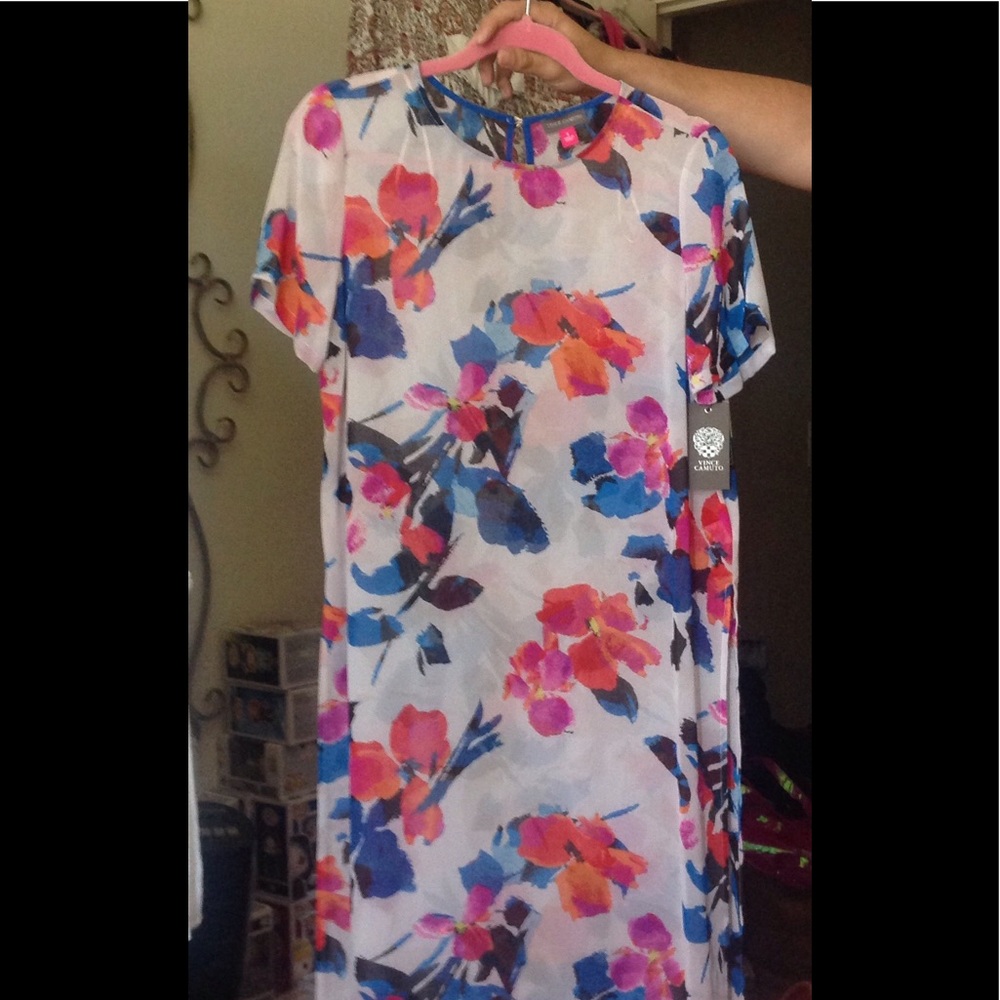 Vince Camuto Modern mix sheer MaxI dress size S