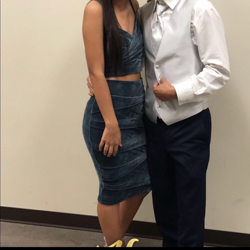 Two piece matching skirt and crop top