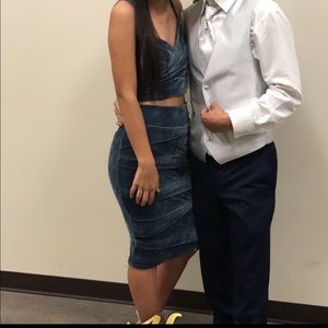 Two piece matching skirt and crop top