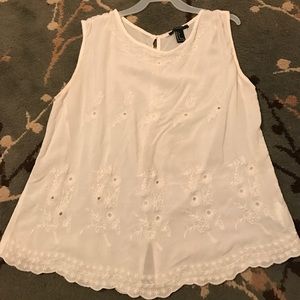 White Forever 21 Brand embroidered tank top
