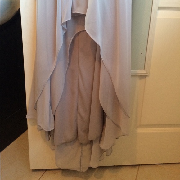 Gray high-low dress with beaded design - Picture 3 of 4