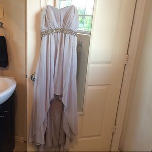 Gray high-low dress with beaded design