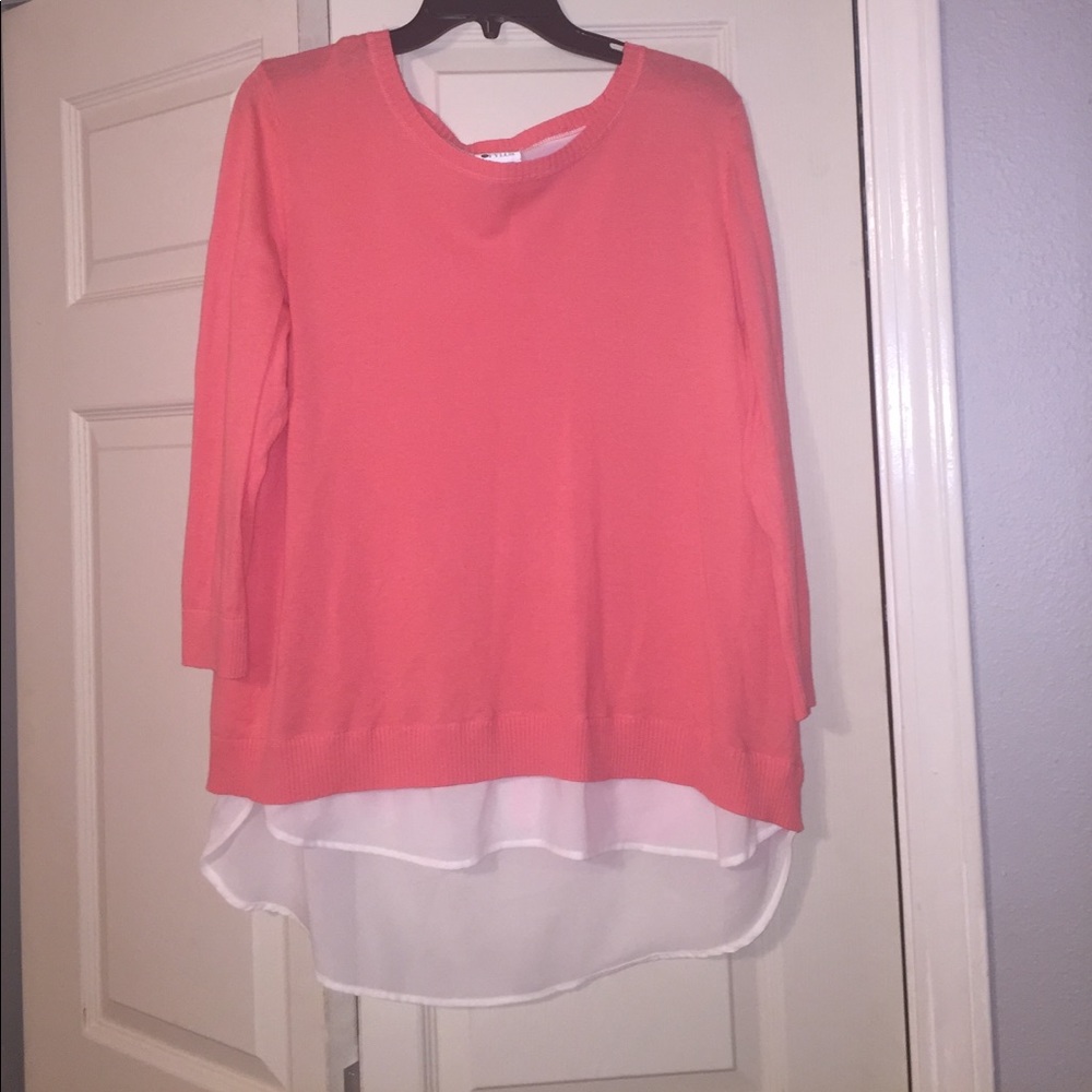 Coral colored Stylus sweater blouse