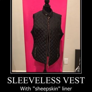 A sleeveless jacket for transitioning weather.