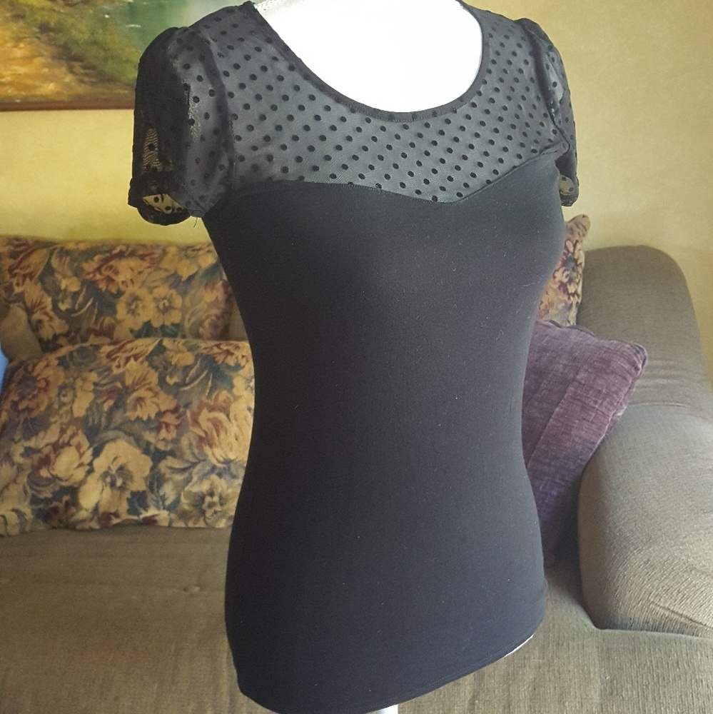 Polka Dot 🐞 Sheer Shoulder Tee 😄