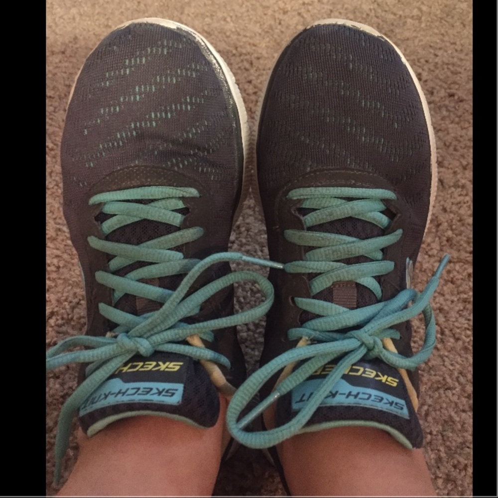 Grey and blue Skechers