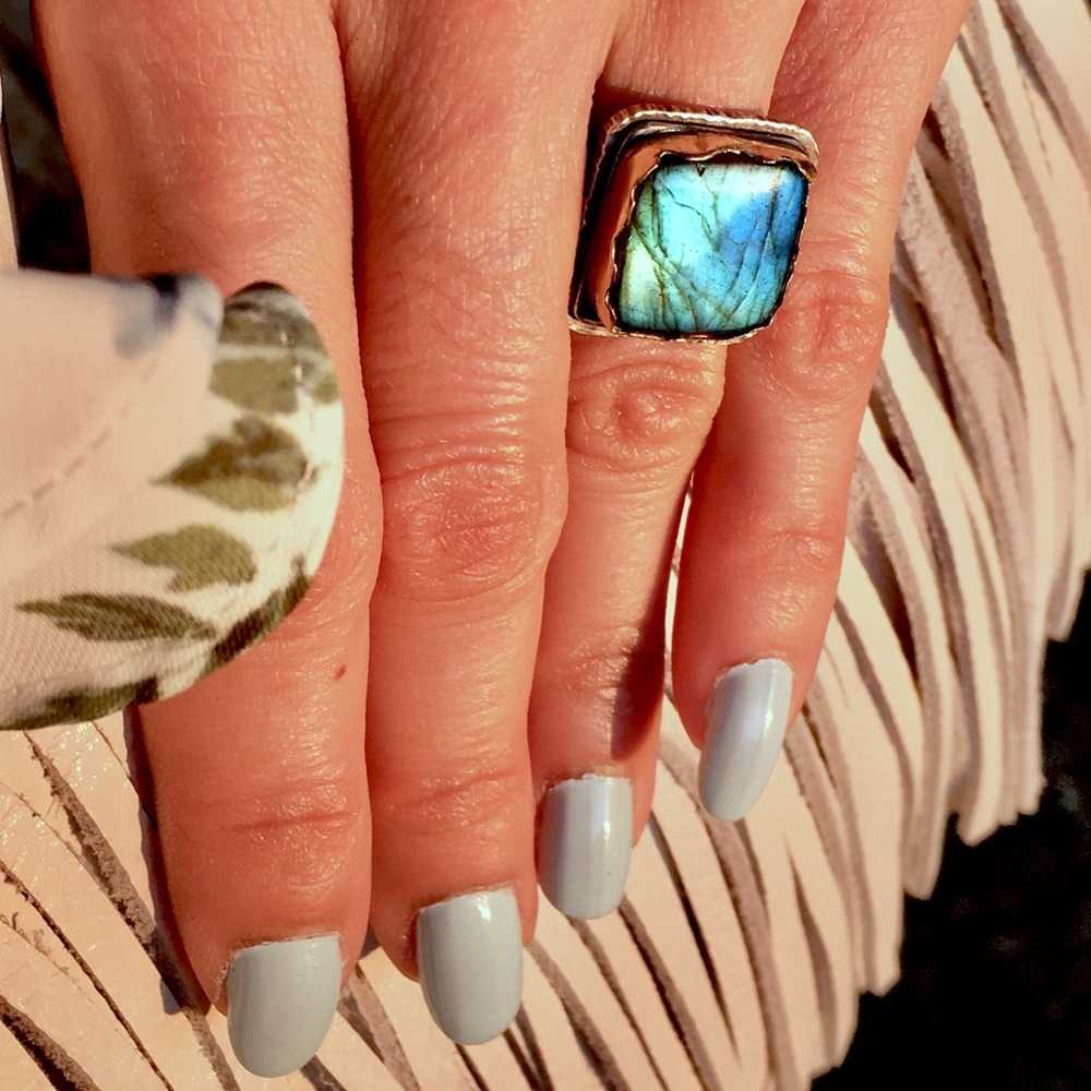 🔥SOLD🔥STERLING SILVER & 14k GOLD RING LABRADORITE