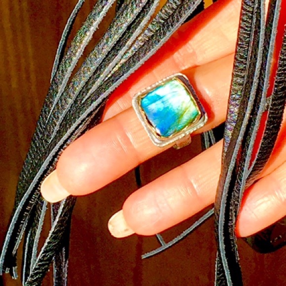 🔥SOLD🔥STERLING SILVER & 14k GOLD RING LABRADORITE - Picture 6 of 8