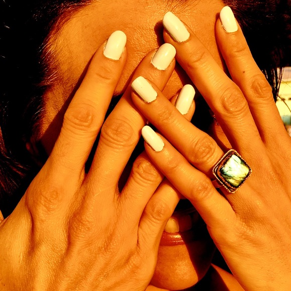 🔥SOLD🔥STERLING SILVER & 14k GOLD RING LABRADORITE - Picture 7 of 8