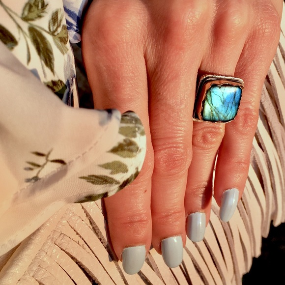 🔥SOLD🔥STERLING SILVER & 14k GOLD RING LABRADORITE - Picture 8 of 8