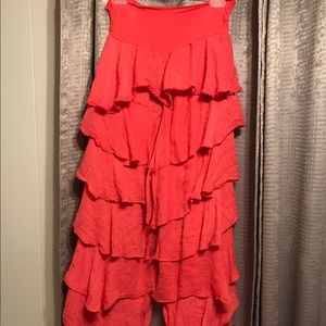 Coral lace and ruffle Pants