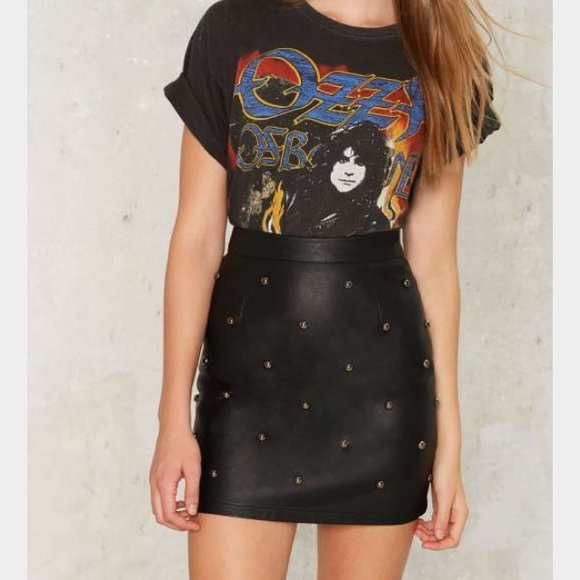 Nasty Gal Dresses & Skirts - NWOT Nasty Gal BLk Stud Leather Mini Skirt Punk