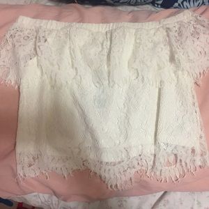 F21 white lace off the shoulder top!