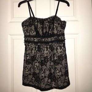 Nude and black lace dressy tank. Size large.