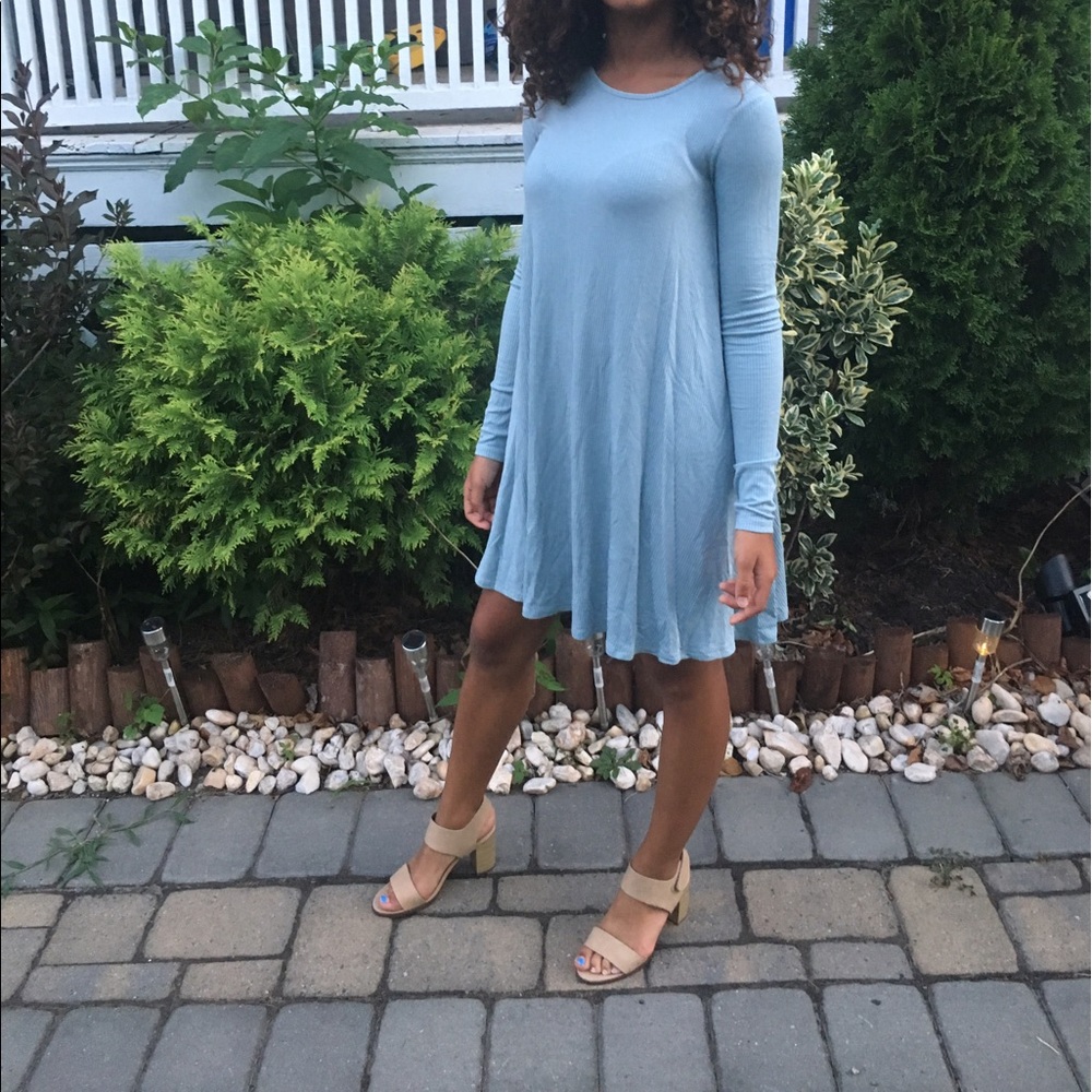 Baby blue flowy cotton dress