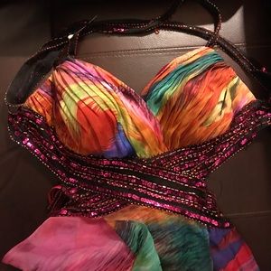 Prom Multicolored Sequin Backless Gown !!!