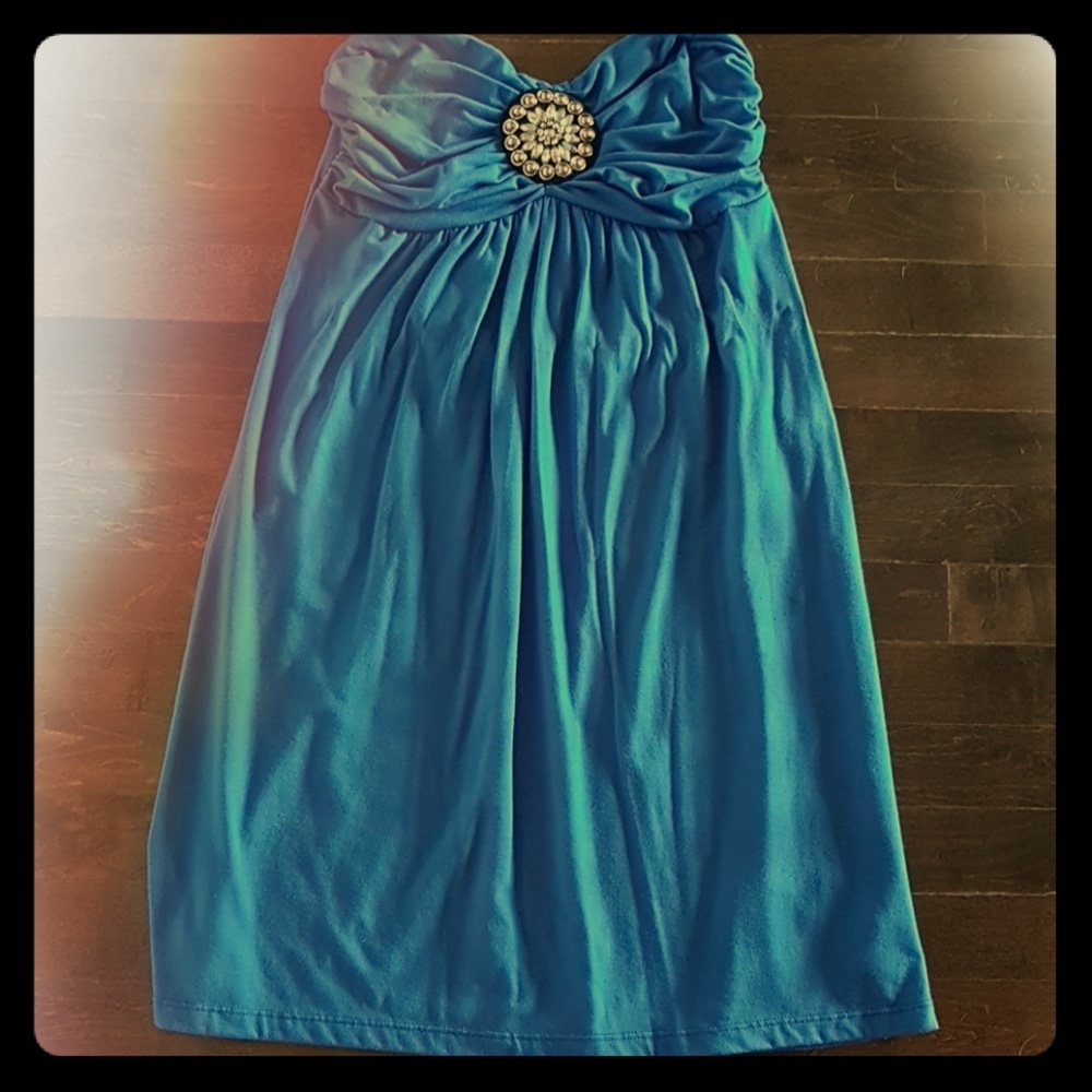 Blue Strapless Dress