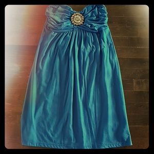 Blue Strapless Dress
