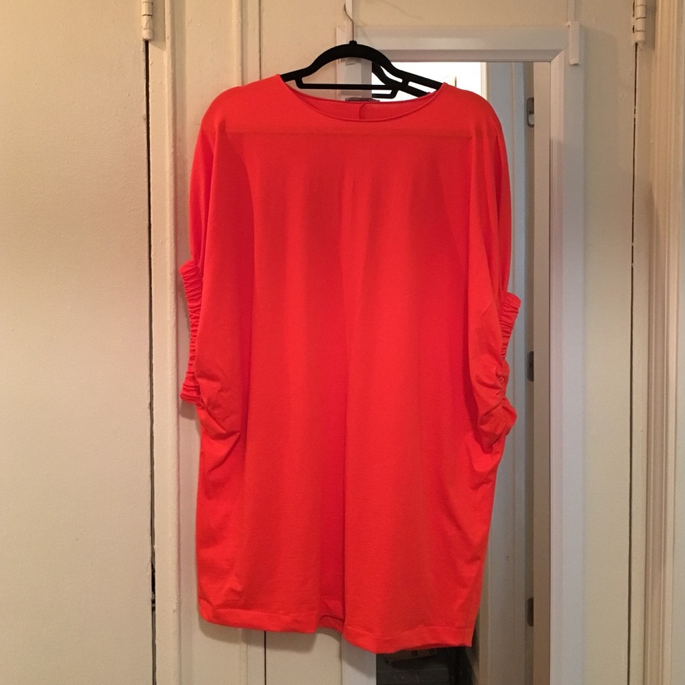 Zara orange dress w/ruffled sleeves