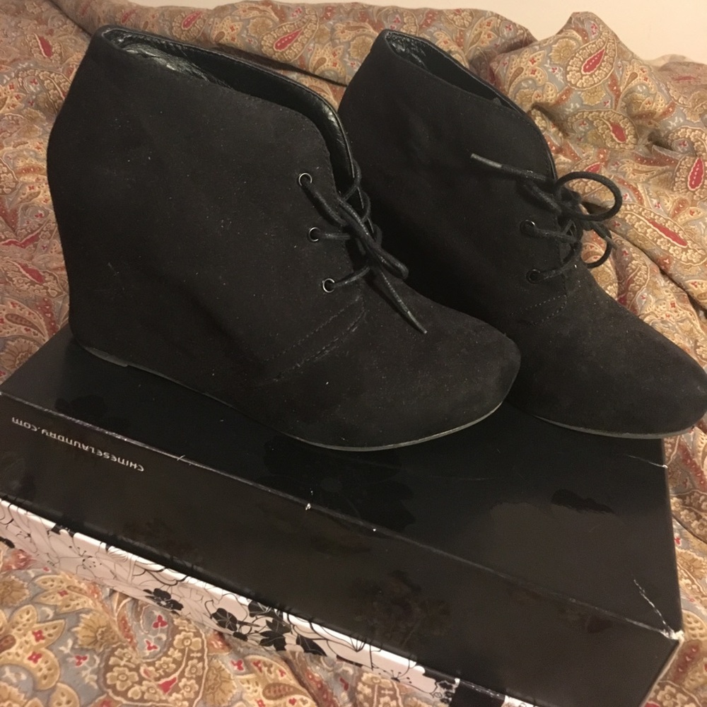 Black Wedge Heels