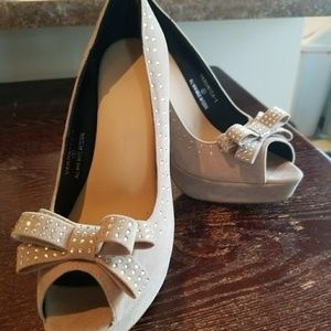 Nude peeptoe platform heels