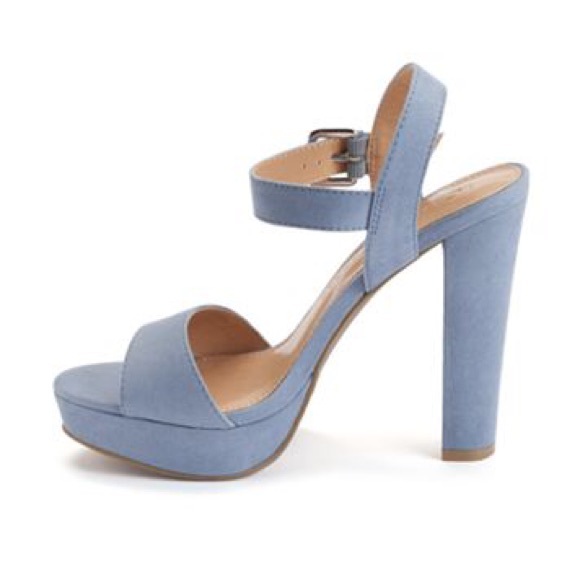 LC Lauren Conrad Blue Chunky High Heel Sandals NWT - Picture 3 of 5