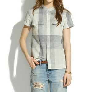 Madewell Collarless Shirt in Screen Door Plaid