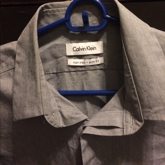 Men's Small Gray Calvin Klein Dress Shirt - Picture 2 of 5
